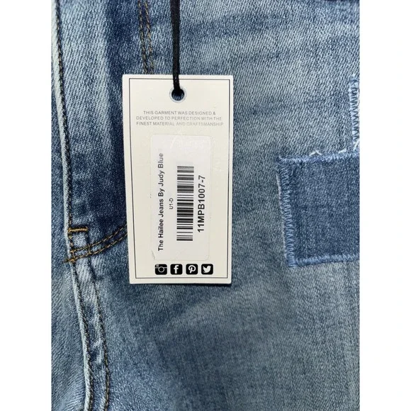 NWT Judy Blue High Waist Patchwork Boyfriend Jeans 7/28 Blue Stretch 88499 Boho - Picture 8 of 14